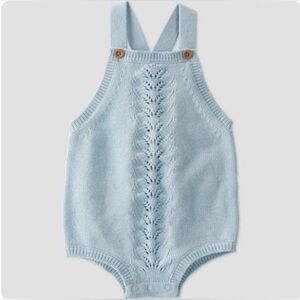 Little Planet Light Blue Knit Baby Romper